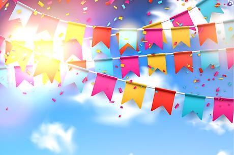 Sommerfest 2025 Wimpel vor blauem Himmel