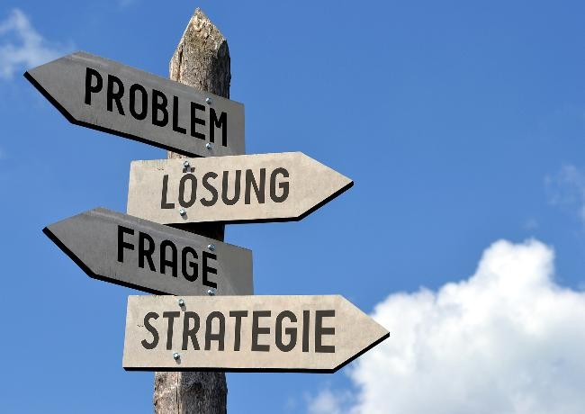 Wegweiser Problem, Lösung, Frage, Strategie